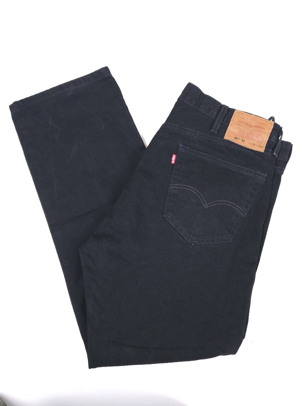 Levi's 501 '93 Premium Big E Black Denim Jeans Worn On Broadway 38x29